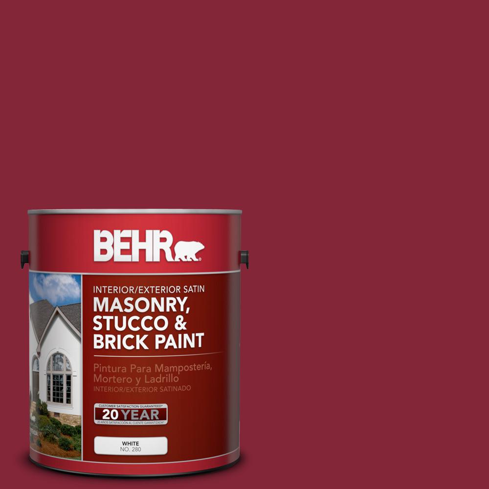 Behr 1 Gal M140 7 Dark Crimson Satin Interior Exterior Masonry M140 7 Dark Crimson Satin Interior Exterior Masonry