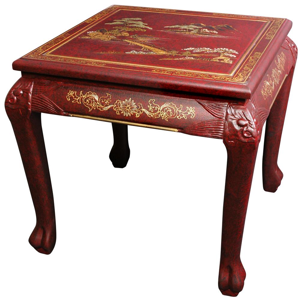 Oriental Furniture Claw Foot Red End Table Lcq 212 Rc The Home Depot Oriental Furniture Claw Foot Red End Table