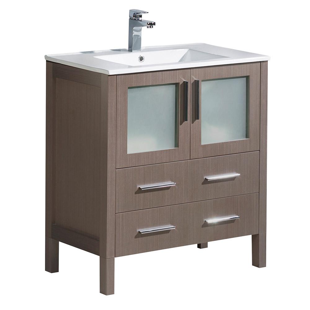 Fresca Torino 30 in. Bath Vanity in Gray Oak with Ceramic ...