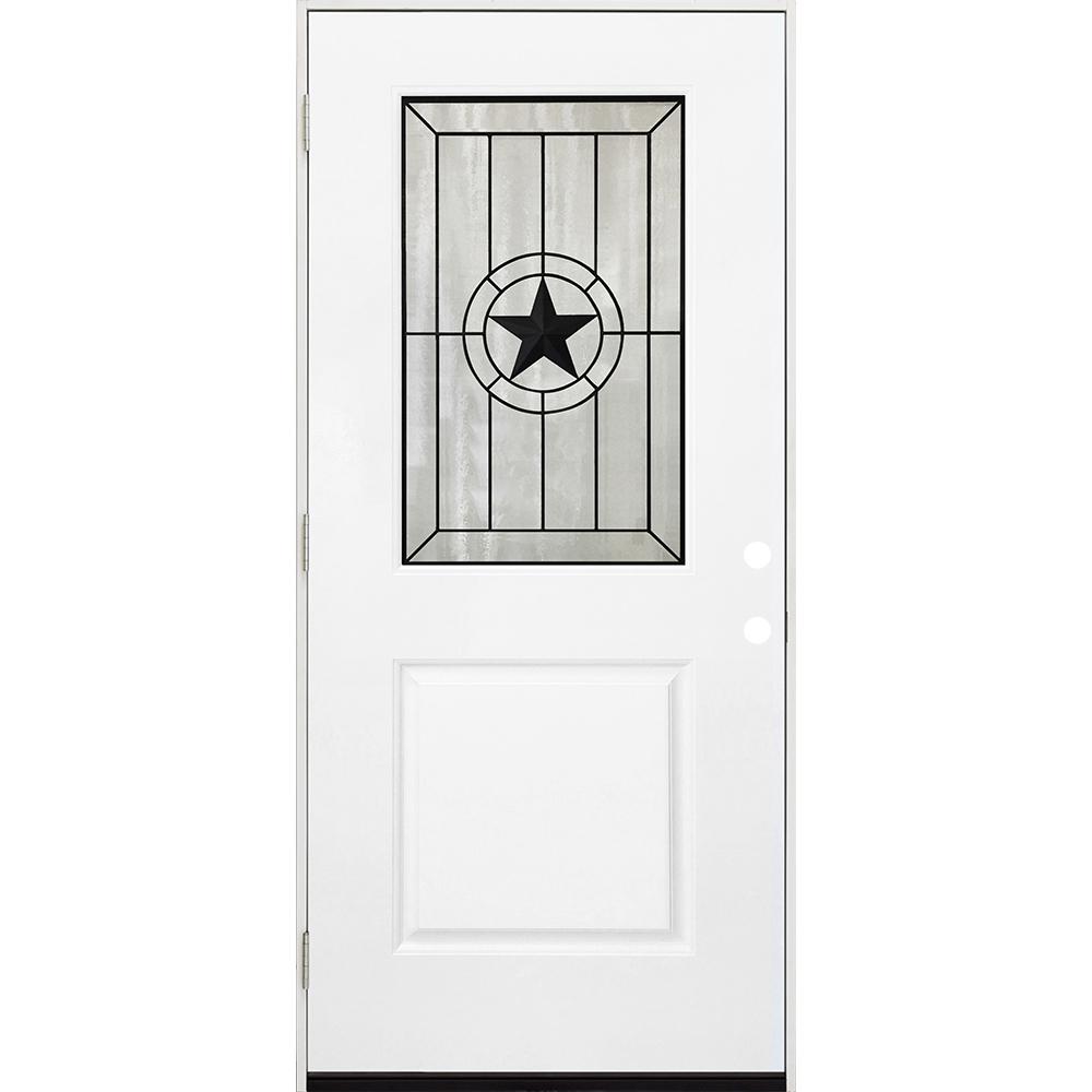 Steves & Sons 36 in. x 80 in. Legacy Alamo Half Lite Decorative Glass