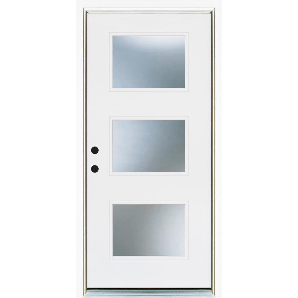 Mp Doors 36 In X 80 In Smooth White Right Hand Inswing 3 Lite