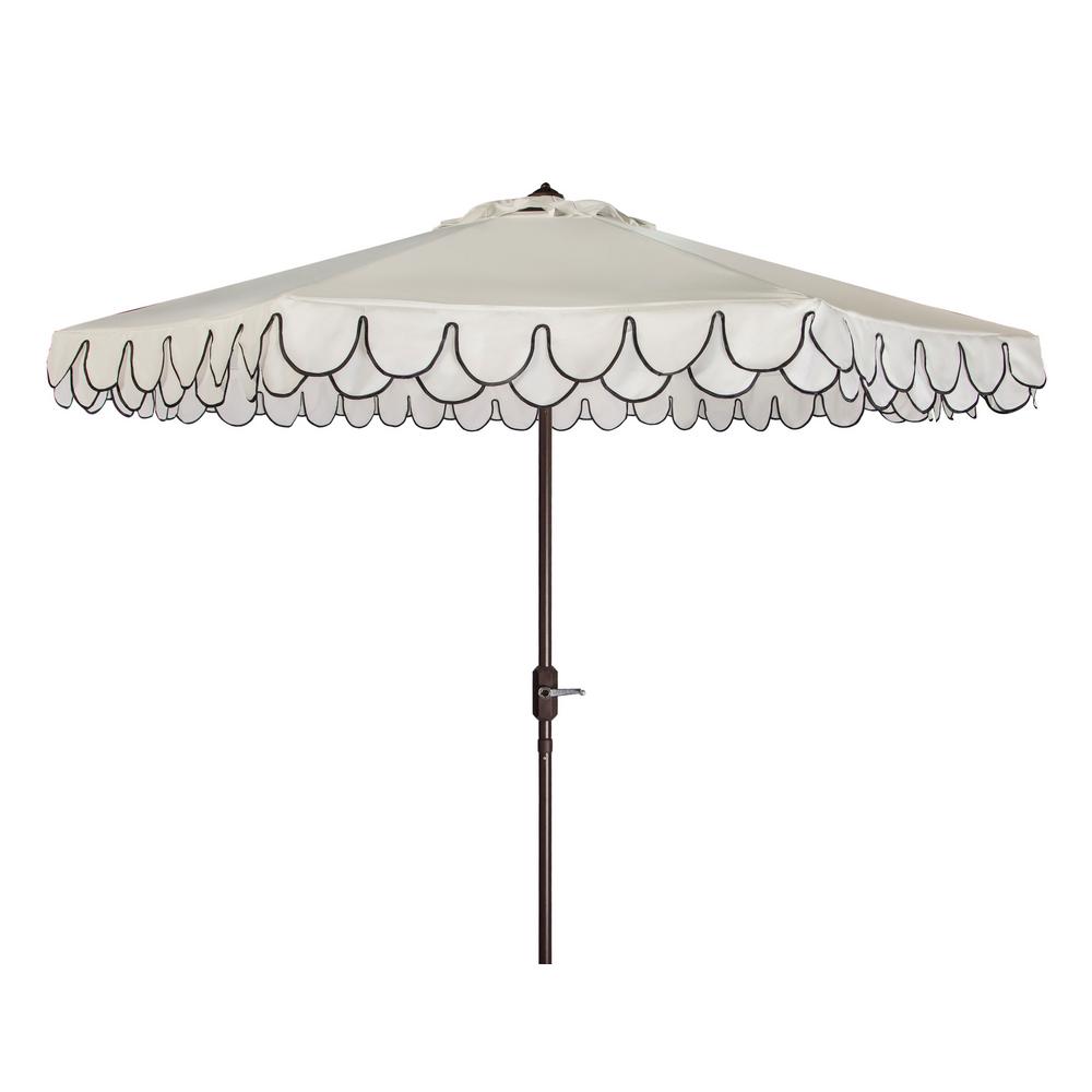 Safavieh Elegant Valance 11 Ft Aluminum Market Tilt Patio Umbrella In White Black Pat8106e The Home Depot