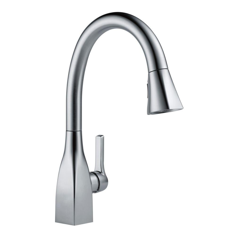 Delta Victorian Single Handle Pull Down Sprayer Kitchen Faucet With Magnatite Docking In Brilliance Stainless 955 Ss Dst The Home Depot