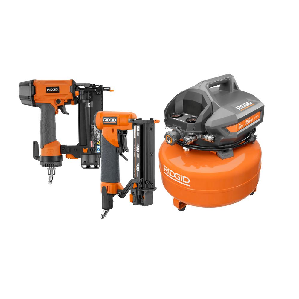 RIDGID 6 Gal. Pancake Compressor with 18Gauge 21/8 in. Brad Nailer and 13/8 in. x 23Gauge
