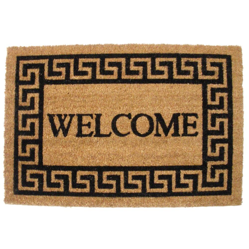 J And M Home Fashions Greek Key Welcome 19 5 In X 29 5 In Vinyl