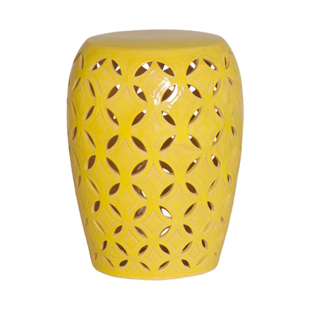 Emissary Lattice Yellow Ceramic 20 in. Garden Stool-12780YL - The Home ...