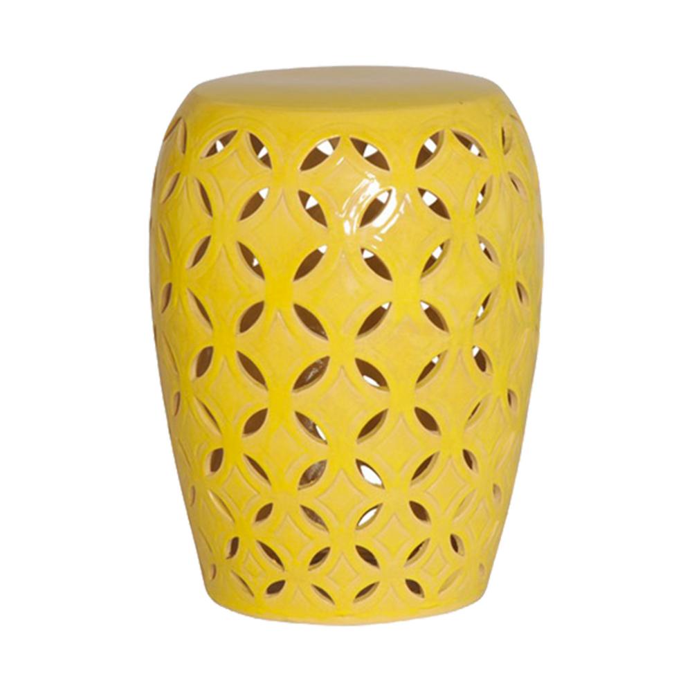 Emissary Lattice Yellow Ceramic 20 in. Garden Stool12780YL The Home
