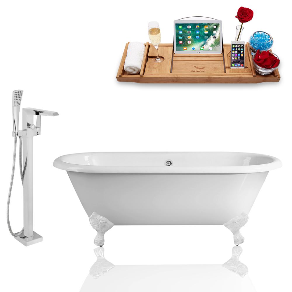 Streamline 66 In Cast Iron Clawfoot Non Whirlpool Bathtub In