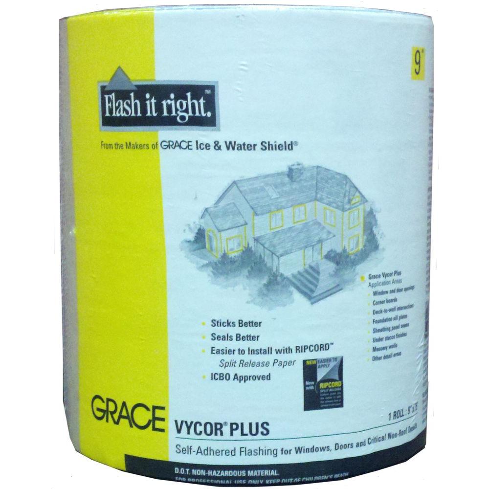 Grace Vycor Plus 9 in. x 75 ft. Roll FullyAdhered Flashing5003106