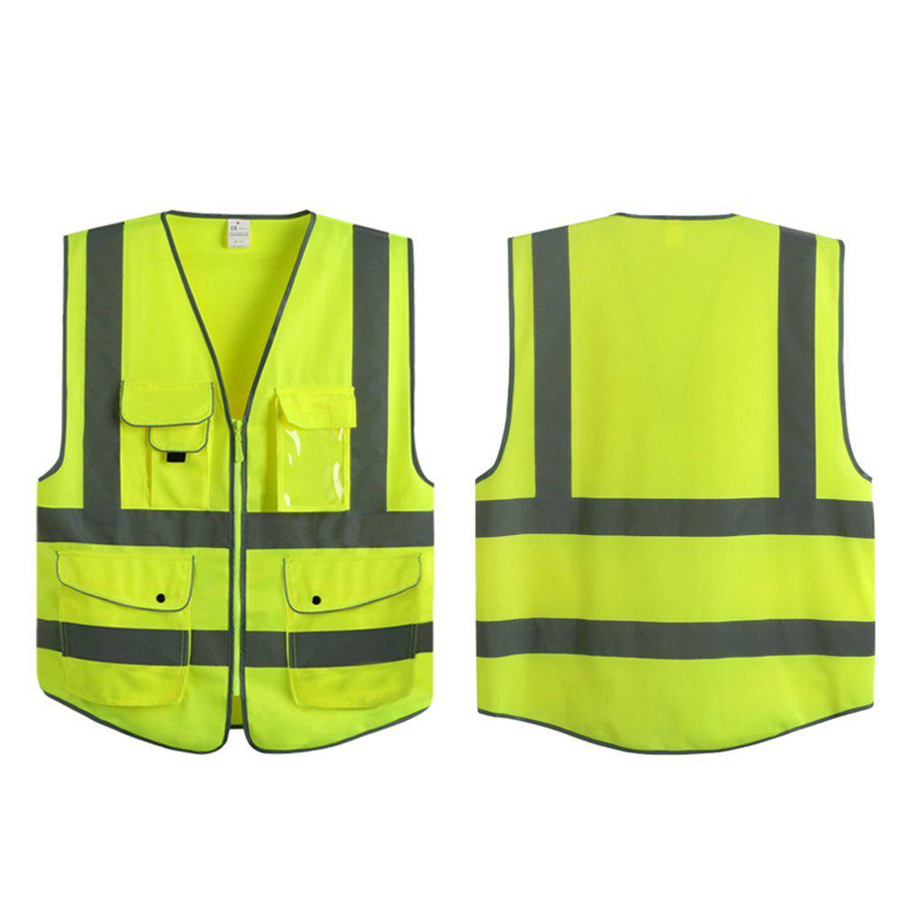 G & F Products Large Yellow 7Pockets Class 2 High Visibility Zipper