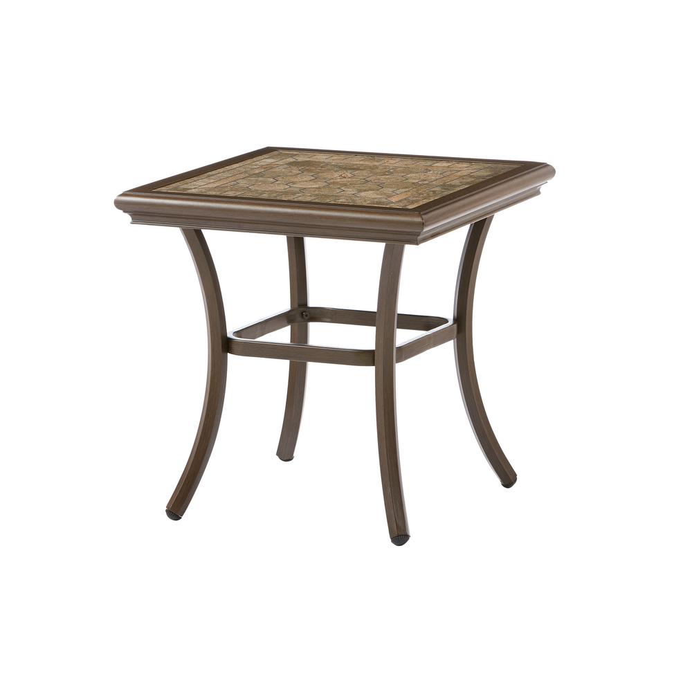 Hampton Bay Alveranda Square Metal Outdoor Accent TableHD17512 The