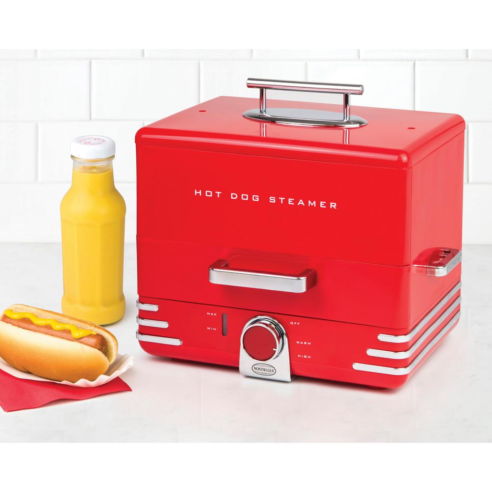Nostalgia 24 Hot Dog Dinner Style Red Hot Dog Steamer Hds248rd