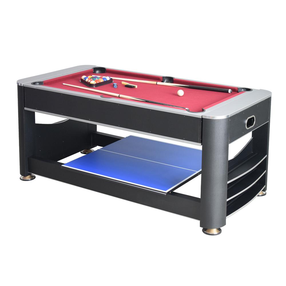 6 Ft Triple Threat 3 In 1 Multi Game Table With Billiards Air Hockey And Table Tennis