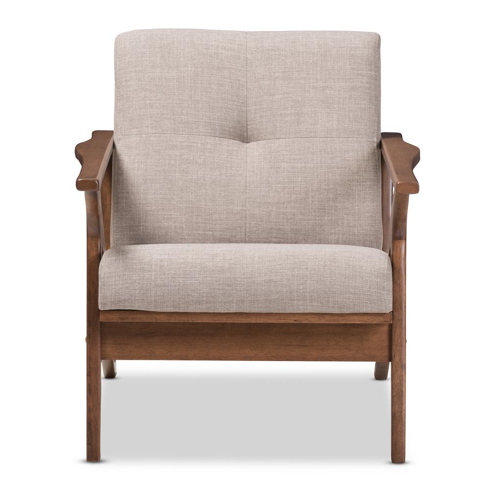 Baxton Studio Bianca Light Grey Walnut Brown Fabric Lounge