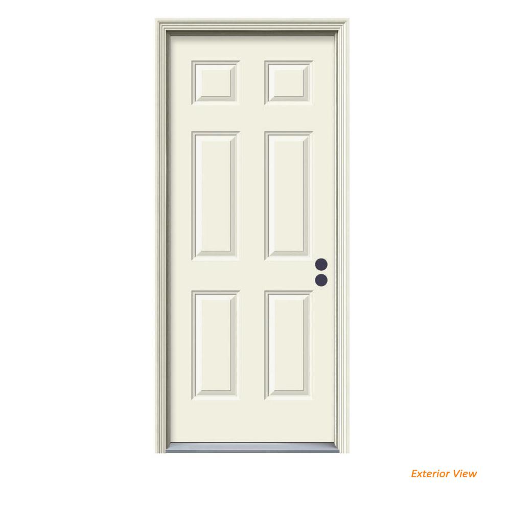JELDWEN 34 in. x 84 in. 6Panel Primed Steel Prehung Left JELDWEN 34 in. x 84 in. 6Panel Primed Steel Prehung Left