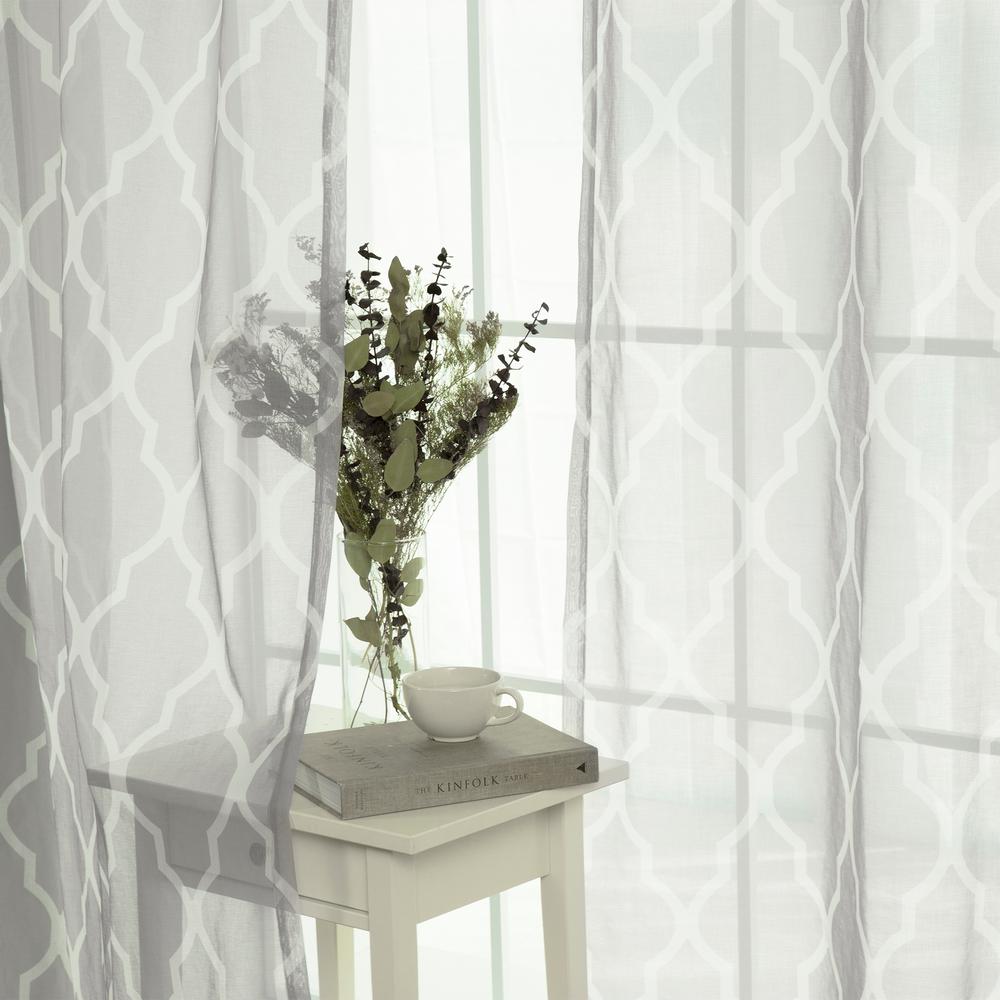 Best Home Fashion 96 In L Sheer Moroccan Curtains In Grey 2 Pack