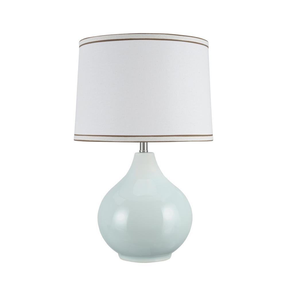 Aspen Creative Corporation 21 In Pale Sea Green Ceramic Table Lamp With Hardback Empire Shaped Shade Off White