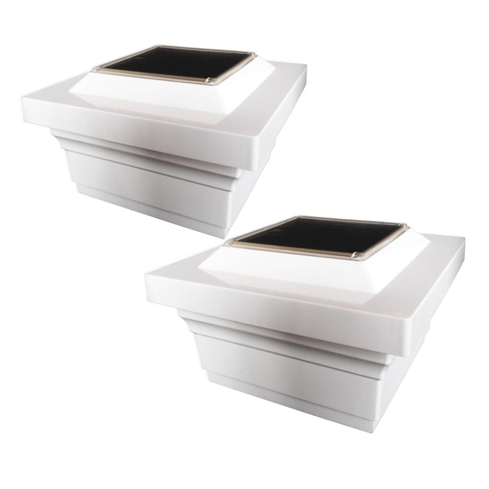 Classy Caps 4 in. x 4 in. White Aluminum Imperial Outdoor Solar Post Cap (2Pack)SL211W The