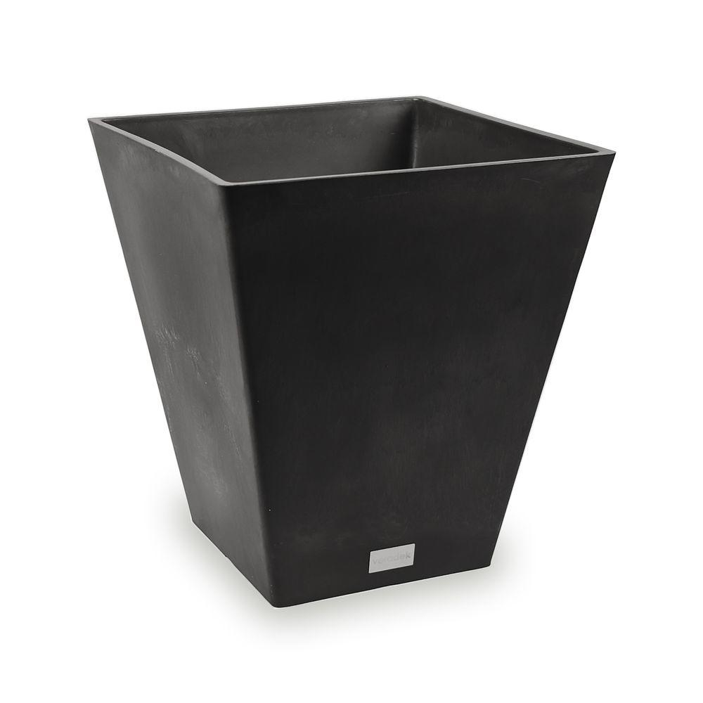 Veradek Nobleton 16 in. Square Black Plastic Planter ...