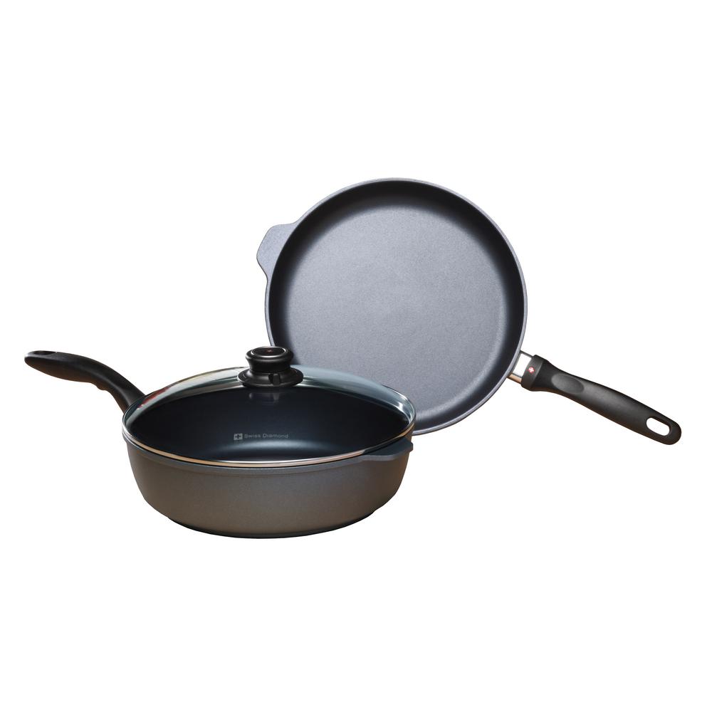 Swiss Diamond 3Piece Fry Pan and Saute Pan Set SD628 The Home Depot