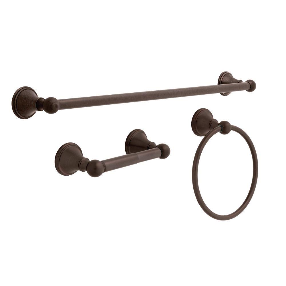 Delta Crestfield 3 Piece Bath Hardware Set With Towel Ring Toilet