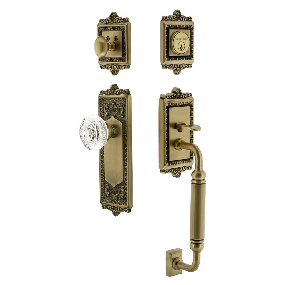 Toledo Fine Locks Oviedo Double Cylinder Antique Brass Door Handleset ...