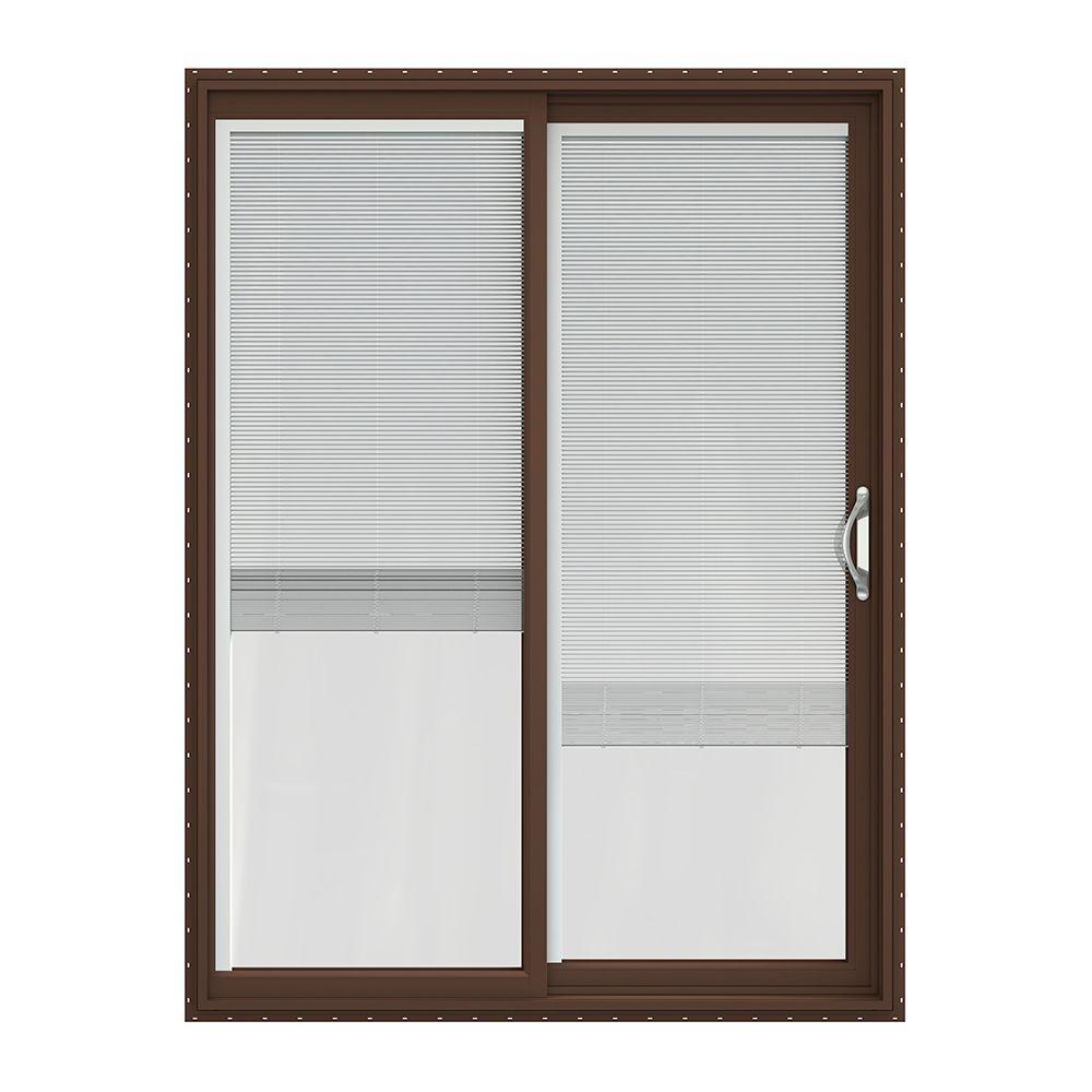 JELDWEN 60 in. x 80 in. V2500 Brown Painted Vinyl RightHand Full