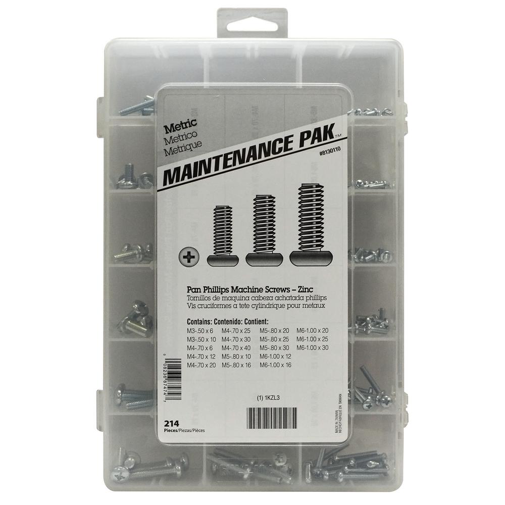Maintenance Pak ZincPlated Metric PanHead Philips Drive Machine Screw