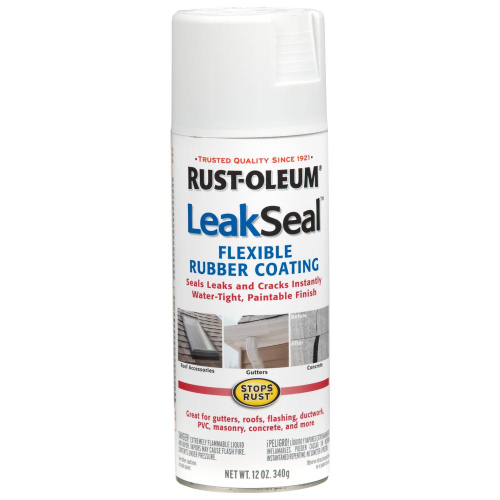 Rust Oleum Stops 12 Oz Leakseal White Flexible Rubber Coating Leakseal White Flexible Rubber Coating Spray Paint