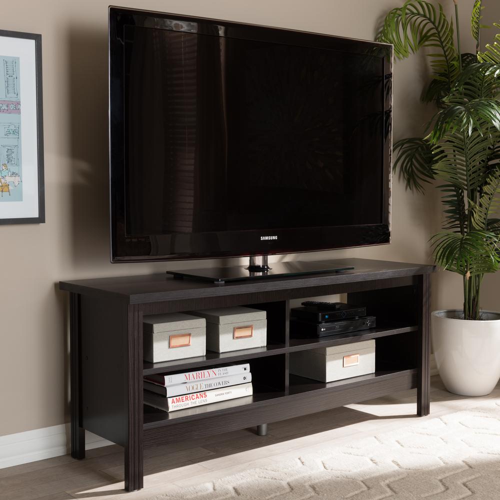 Baxton Studio Sloane Wenge Dark Brown Tv Stand 146 8292 Hd The Home Depot