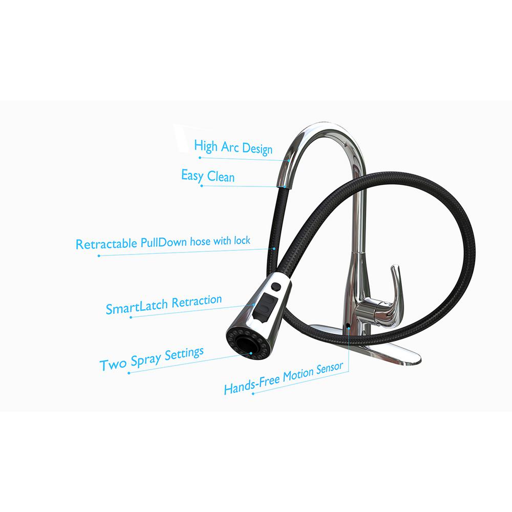 Flow Single Handle Pull Down Sprayer Kitchen Faucet With Motion