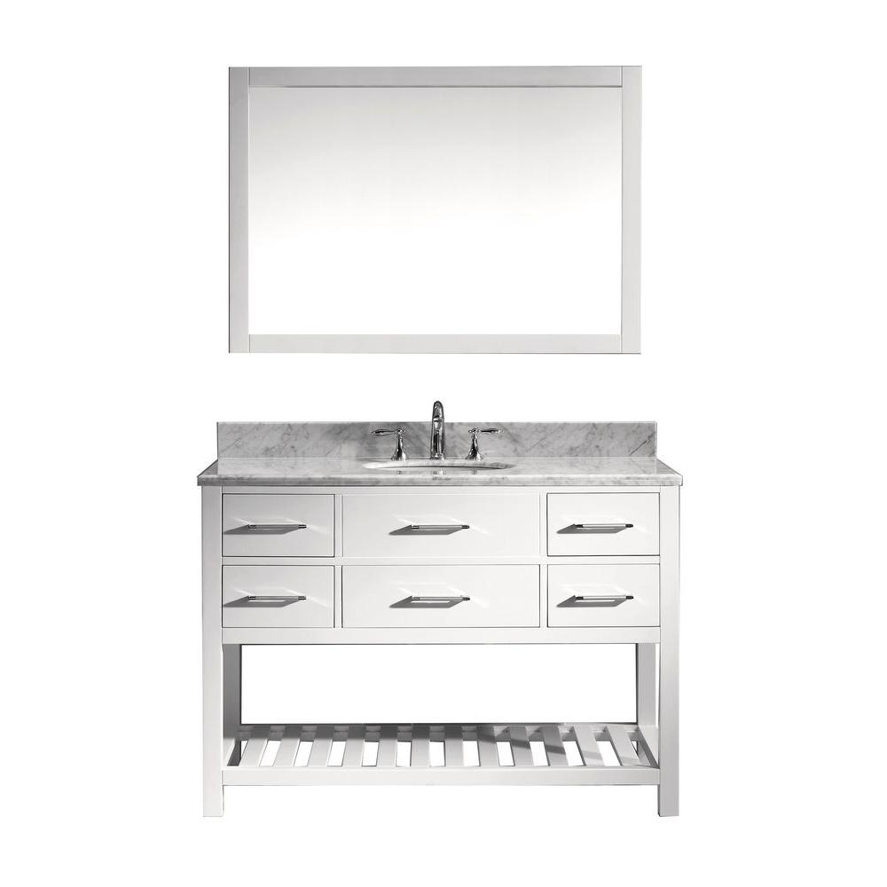 Virtu USA Caroline Estate 49 in. W Bath Vanity in White with Marble