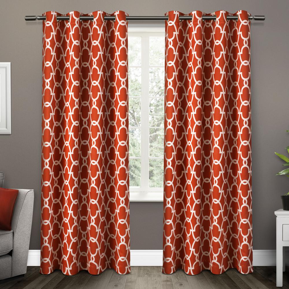 Medallion Taupe Blackout Grommet Top Window Curtain Eh8180 03 2