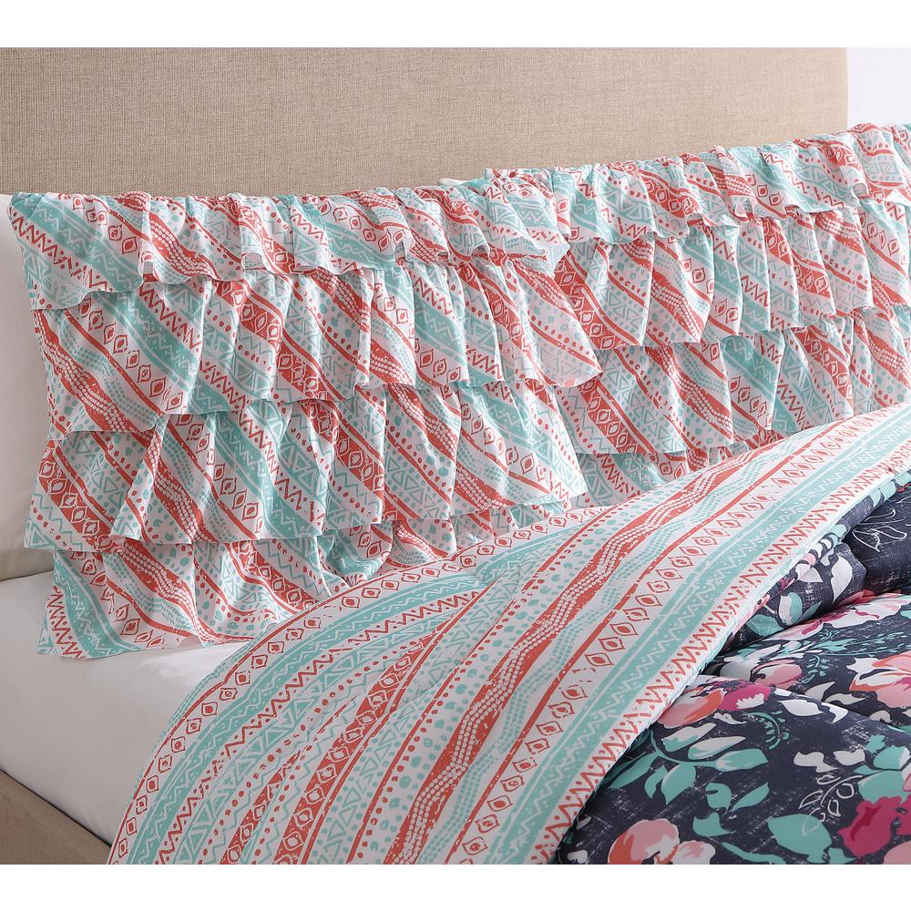 Peach Oak Yorkshire Ruffle Full Queen Comforter Set 3 Piece