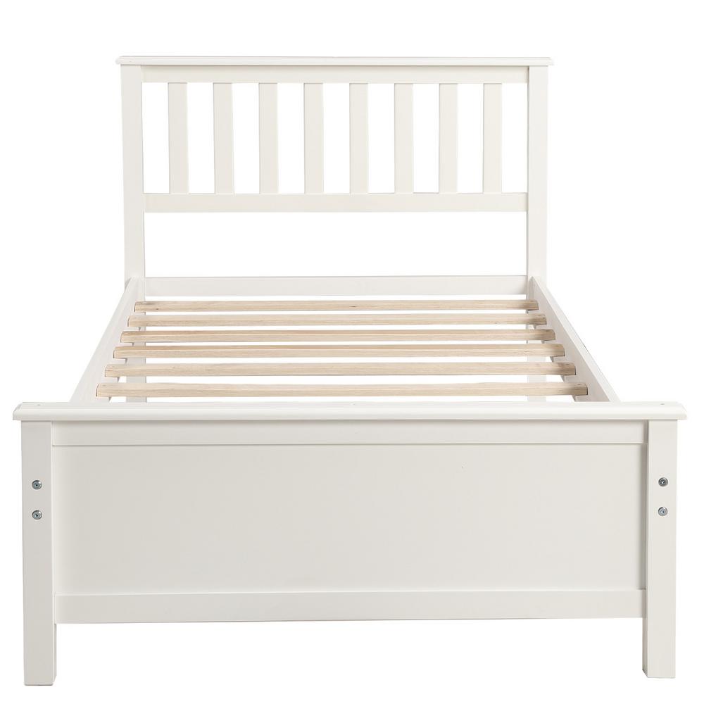 White Wooden Single Bed Frame Off 68, Homy Casa Metal Bed Frame Full Size Platform White