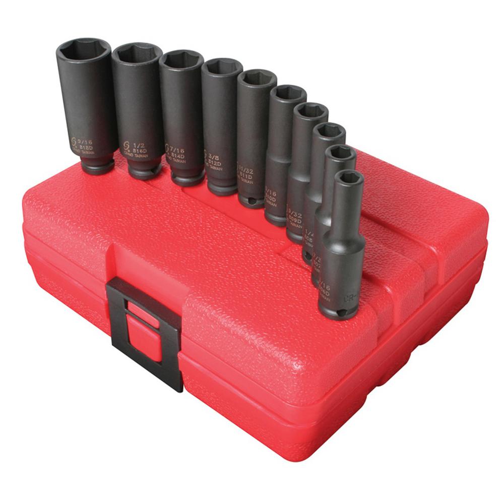 Sunex 1/4 in. Drive Deep SAE Impact Socket Set (10-Piece)-SUN1811 - The ...