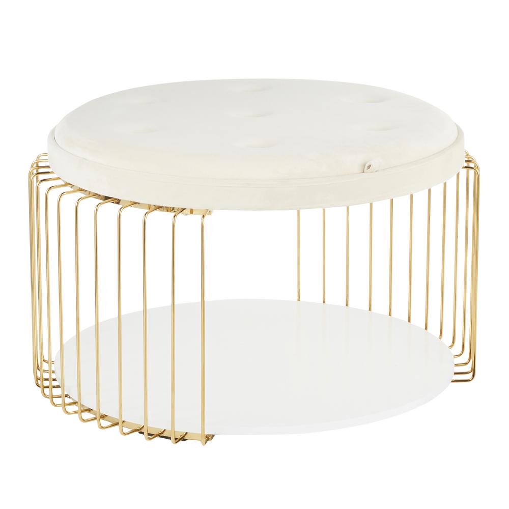 Canary White Velvet And Gold Metal Tray Top Coffee Table Canary White Velvet And Gold Metal Tray Top Coffee Table