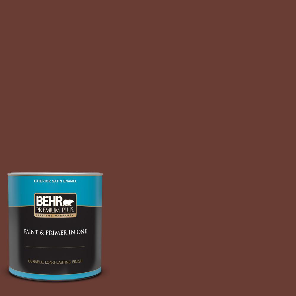 Behr Premium Plus 1 Qt Ecc 42 3 Deep Cherrywood Satin Enamel Exterior Paint And Primer In One 934004 The Home Depot