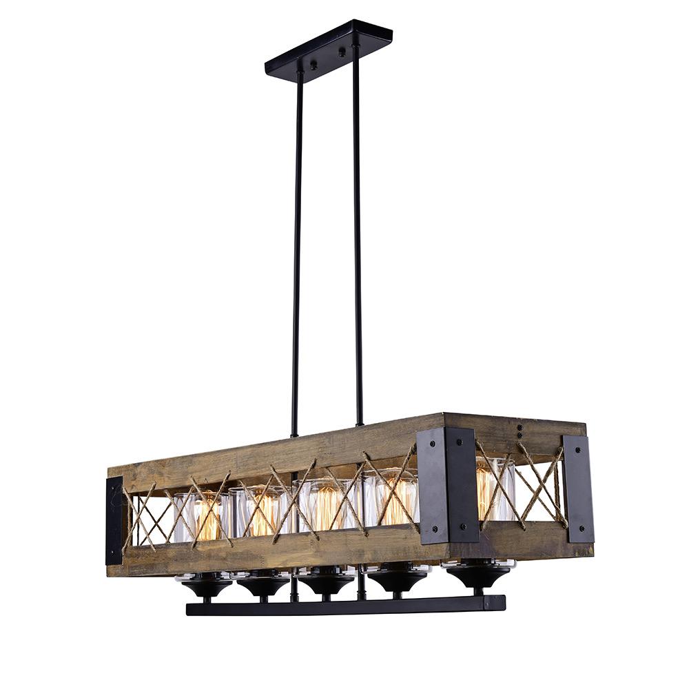Lnc 5 Light Black Wood Chandelier With Clear Glass Shade A03145 5 Light Black Wood Chandelier With Clear Glass Shade