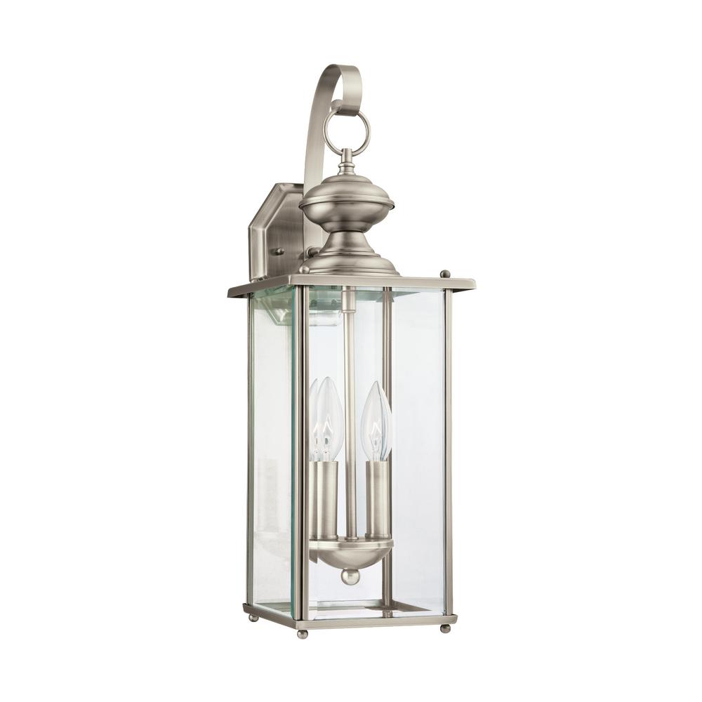 Sea Gull Lighting Jamestowne 2 Light Antique Brushed Nickel Outdoor 20 25 In Wall Lantern Sconce With Dimmable Candelabra Led Bulb Sea Gull Lighting Jamestowne 2 Light Antique Brushed Nickel Outdoor 20 25 In Wall Lantern Sconce With Dimmable Candelabra Led Bulb