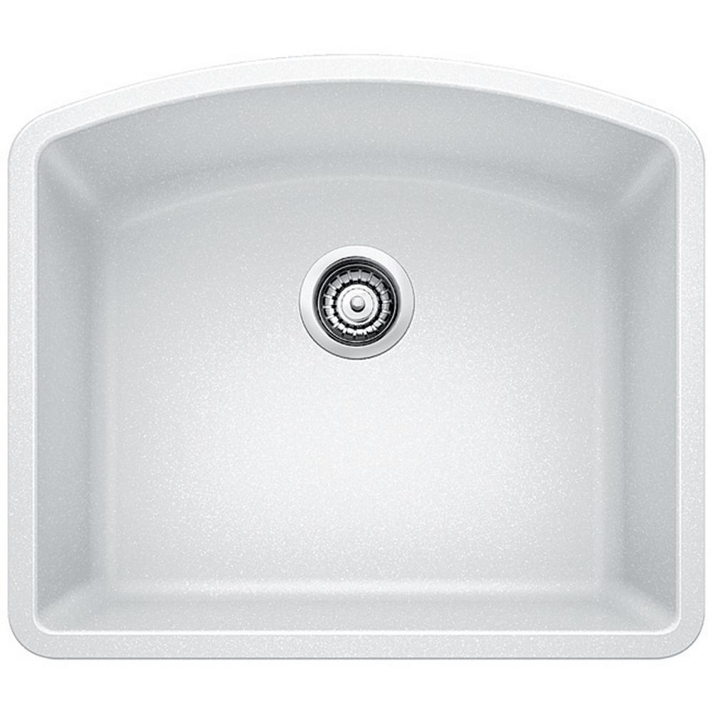 Blanco Diamond Undermount Granite Composite 24 In Single Bowl Kitchen Sink In White