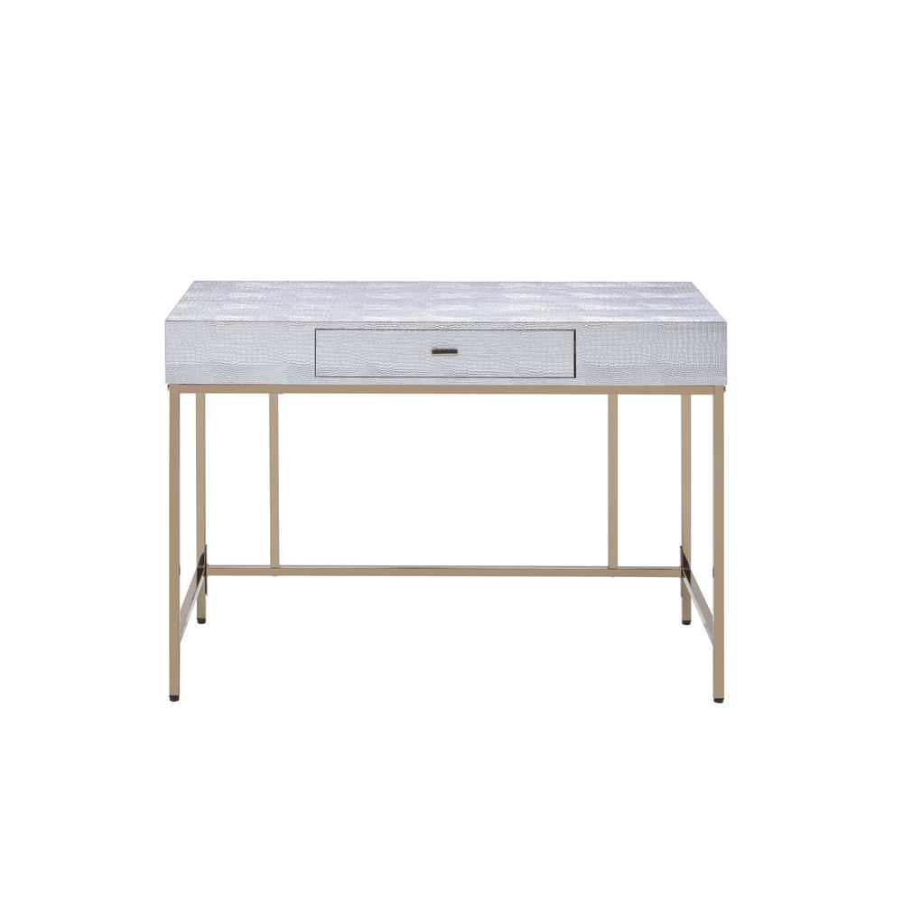 Acme Furniture Writing Desk Desks Home Office The Piety Champagne And Silver Desk