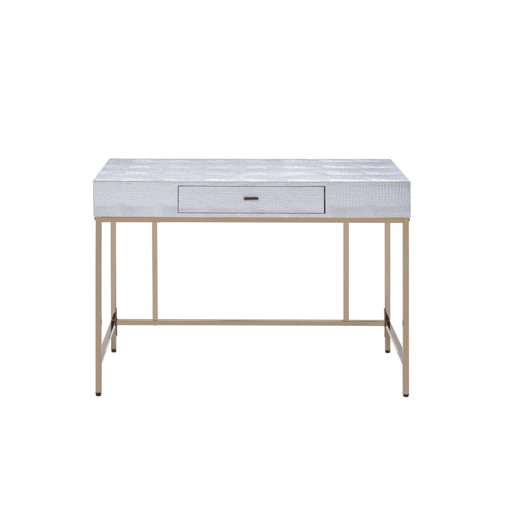 Acme Furniture Piety Champagne And Silver Desk 92425 The Home Depot