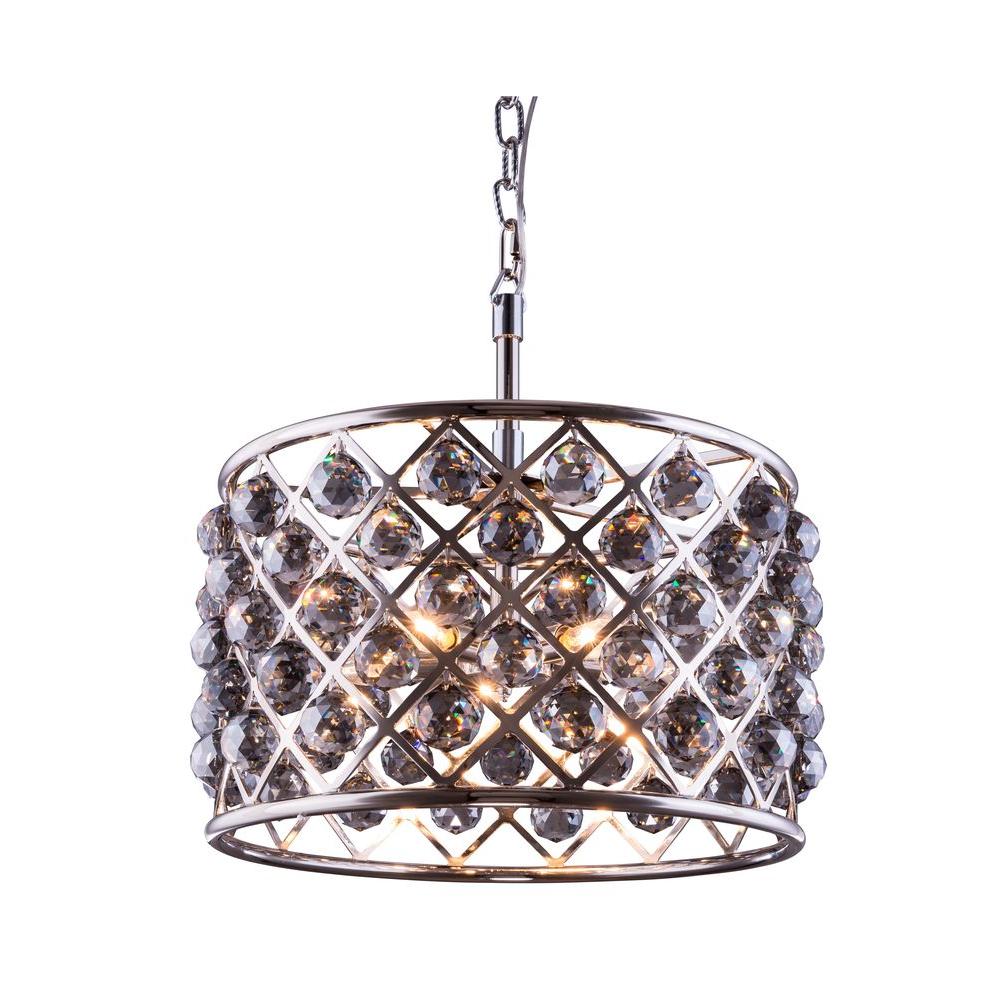 Elegant Lighting Geneva 6 Light Polished Nickel Chandelier With Madison 6 Light Polished Nickel Chandelier With Silver Shade Grey Crystal