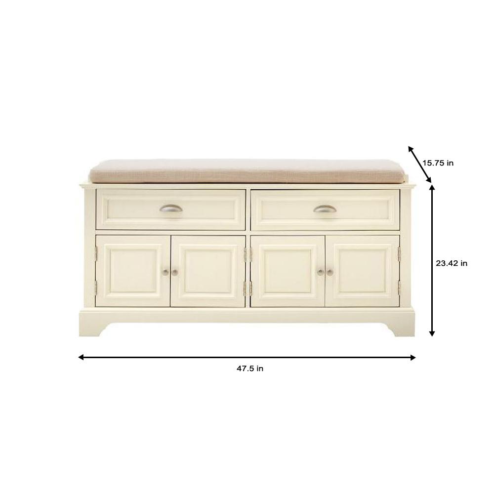 Home Decorators Collection Sadie Ivory 2 Drawer Storage Bench With