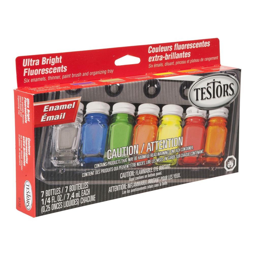 Testors 0 25 Oz 6 Color Ultra Bright Fluorescent Enamel Paint Set Testors 0 25 Oz 6 Color Ultra Bright Fluorescent Enamel Paint Set