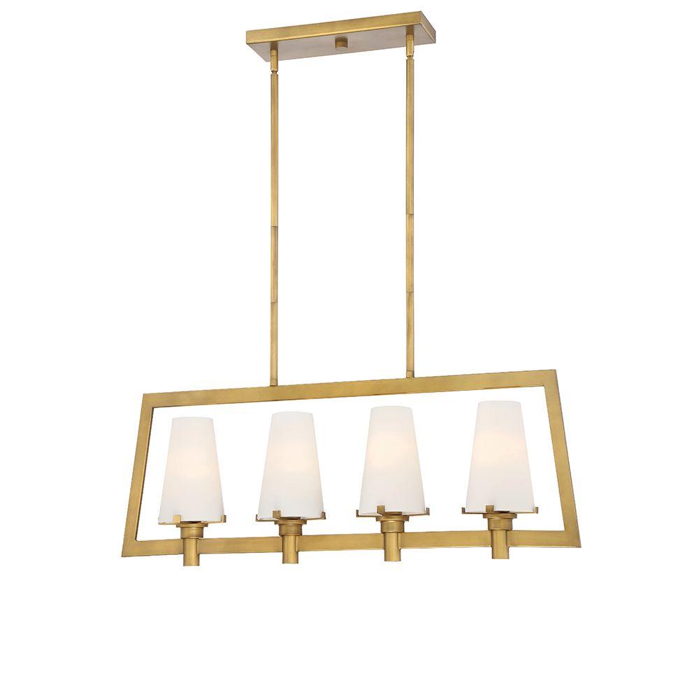 Designers Fountain Hyde Park 4 Light Vintage Gold Interior Incandescent Island Pendant