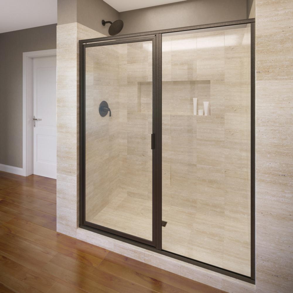 Basco Deluxe 46 In X 68 5 8 In Framed Pivot Shower Door In Oil Rubbed Bronze With Clear Glass