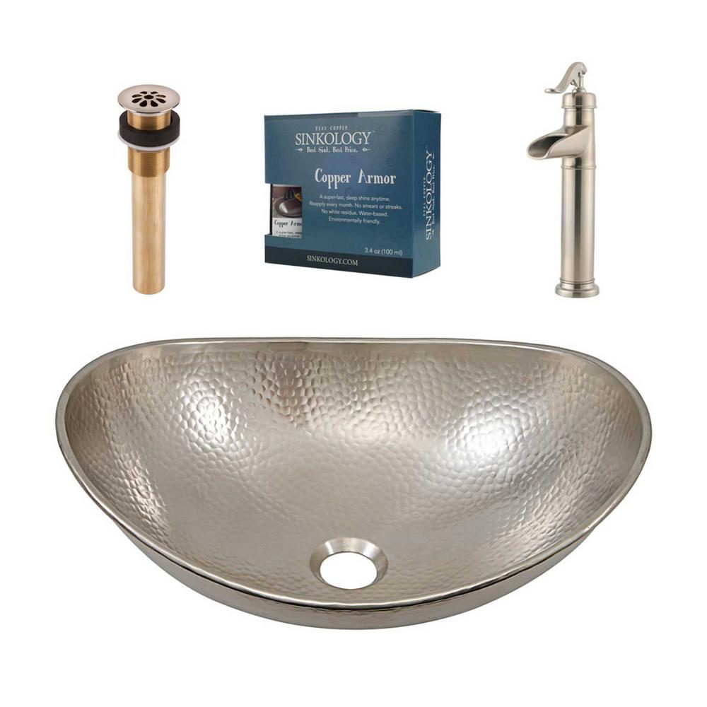 Sinkology Pfister All In One Hobbes Design Kit Nickel Vessel Sink With Brushed Nickel Single Hole Vessel Faucet