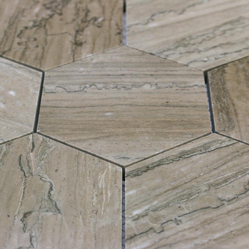 Marble Hexagon Tile Flooring The Home Depot Jackson Taupe Hexagons 12 1 8 In X 10 3